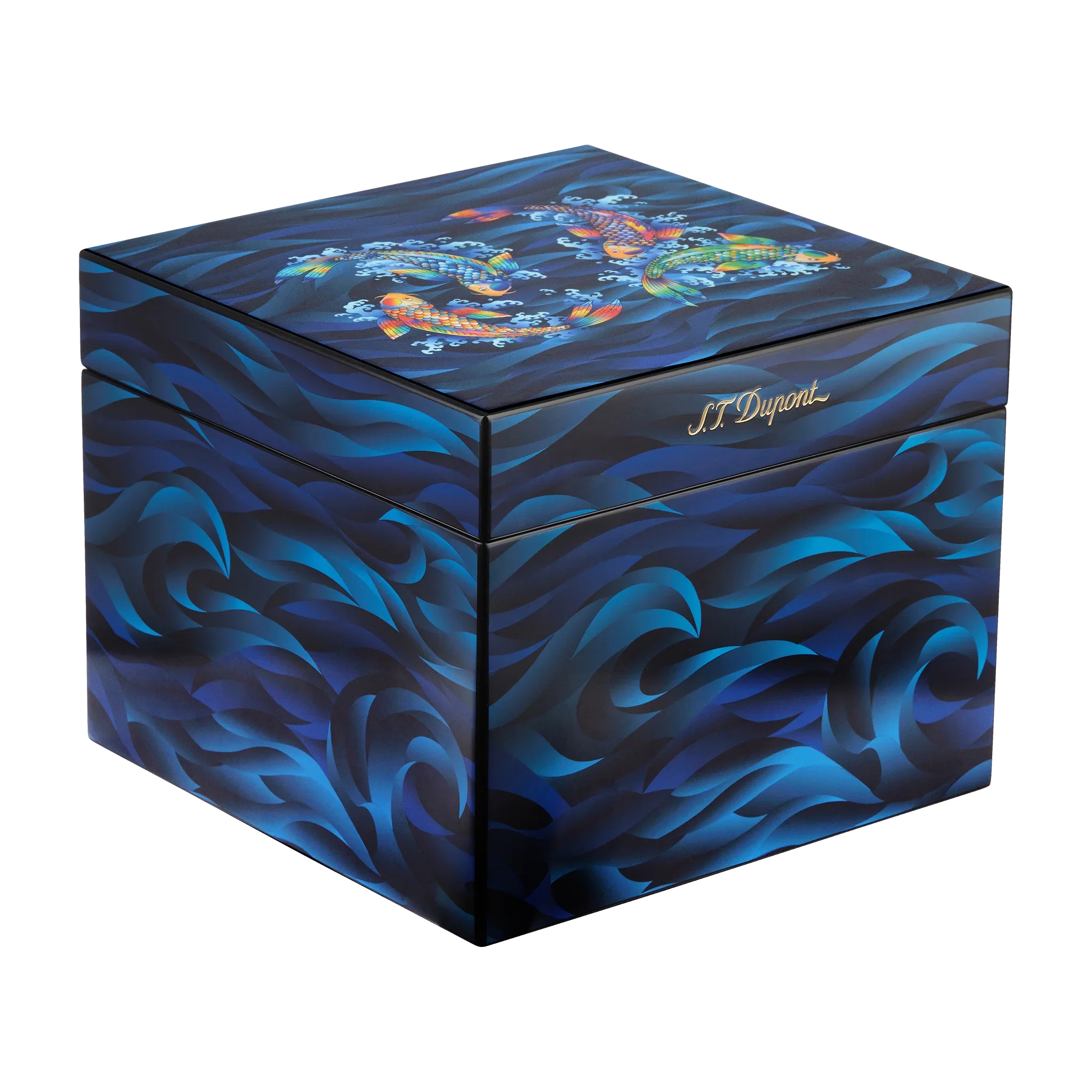 S.T. DUPONT Cigar Humidor Koi Fish Blue 001397