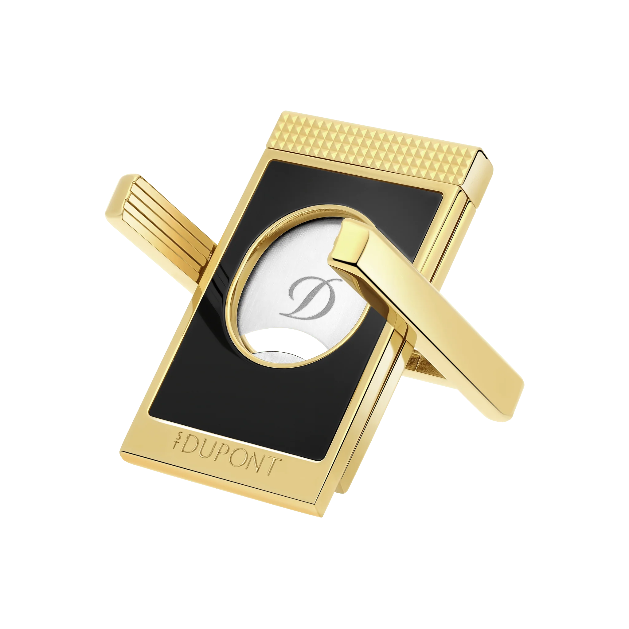 S.T. DUPONT Cigar Cutter/Coupe Cigare Chrome Yellow Gold & Black Lacquer 003553