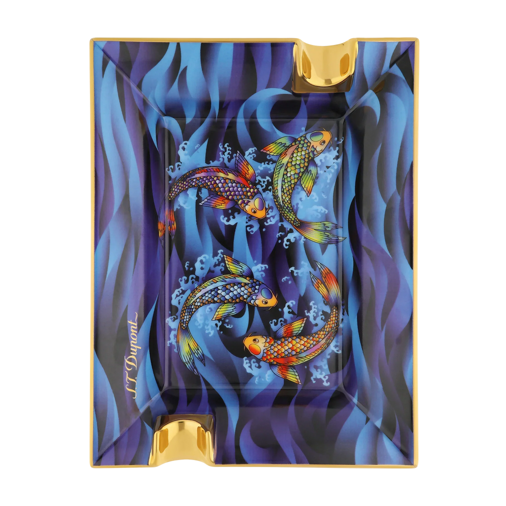 S.T. DUPONT Ashtray Koi Fish Blue 006497