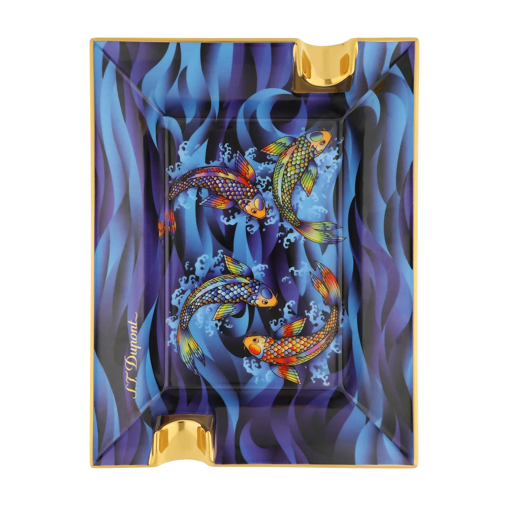 S.T. DUPONT Ashtray Koi Fish Blue 006497