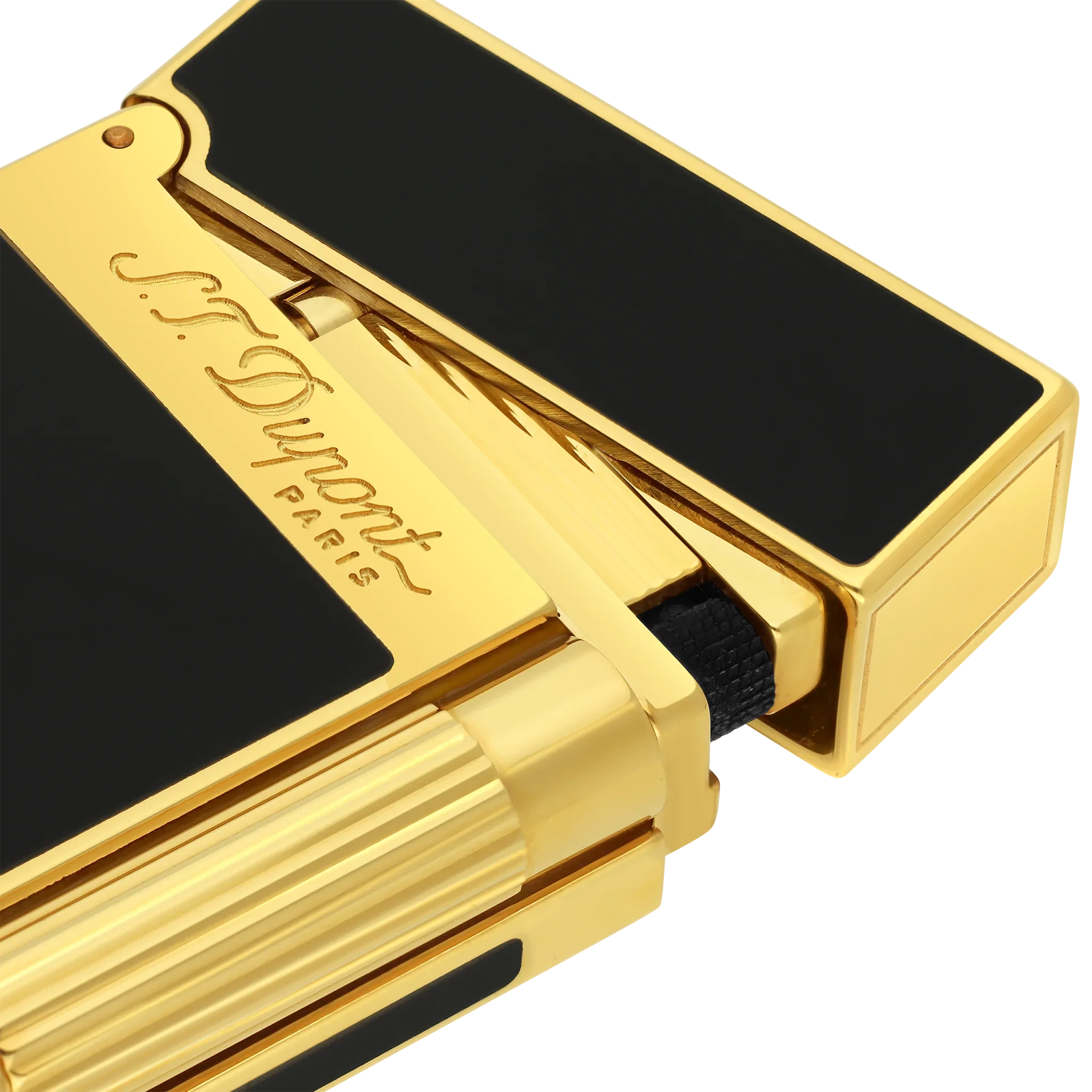S.T. DUPONT LIGNE 2 BLACK LACQUERED GOLD LIGHTER/BRIQUET 016884