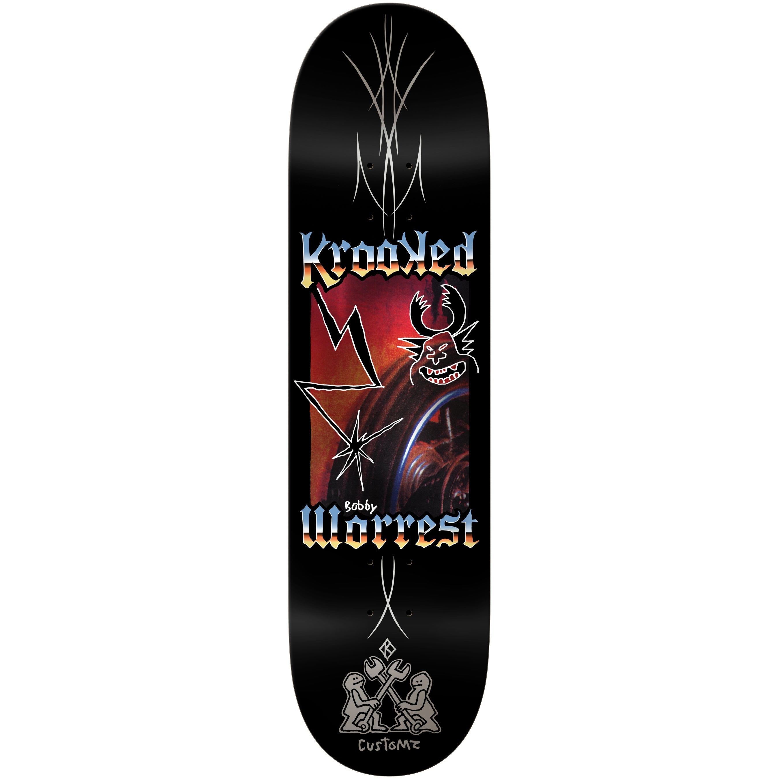 Krooked Skateboard Deck Worrest Chrome Zone Twin Tail 8.3" x 31.9"