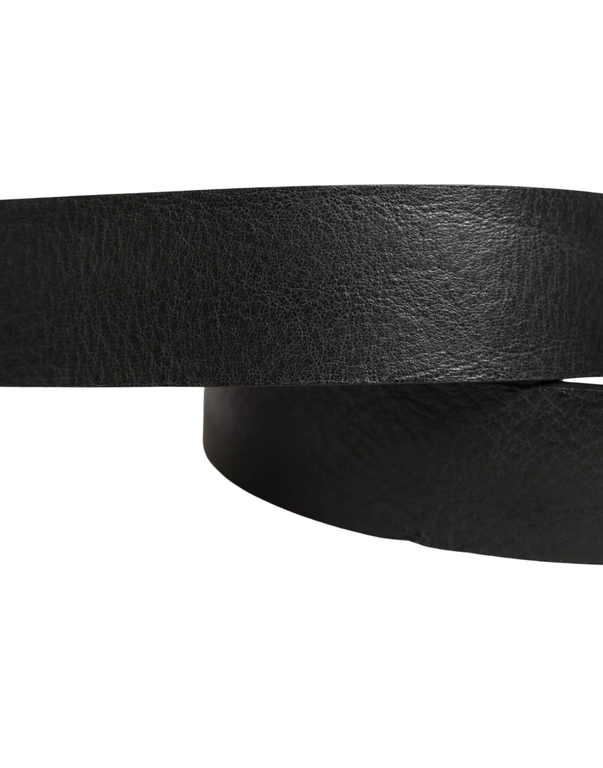Dolce & Gabbana Black Leather Silver Chain Waist Men Belt