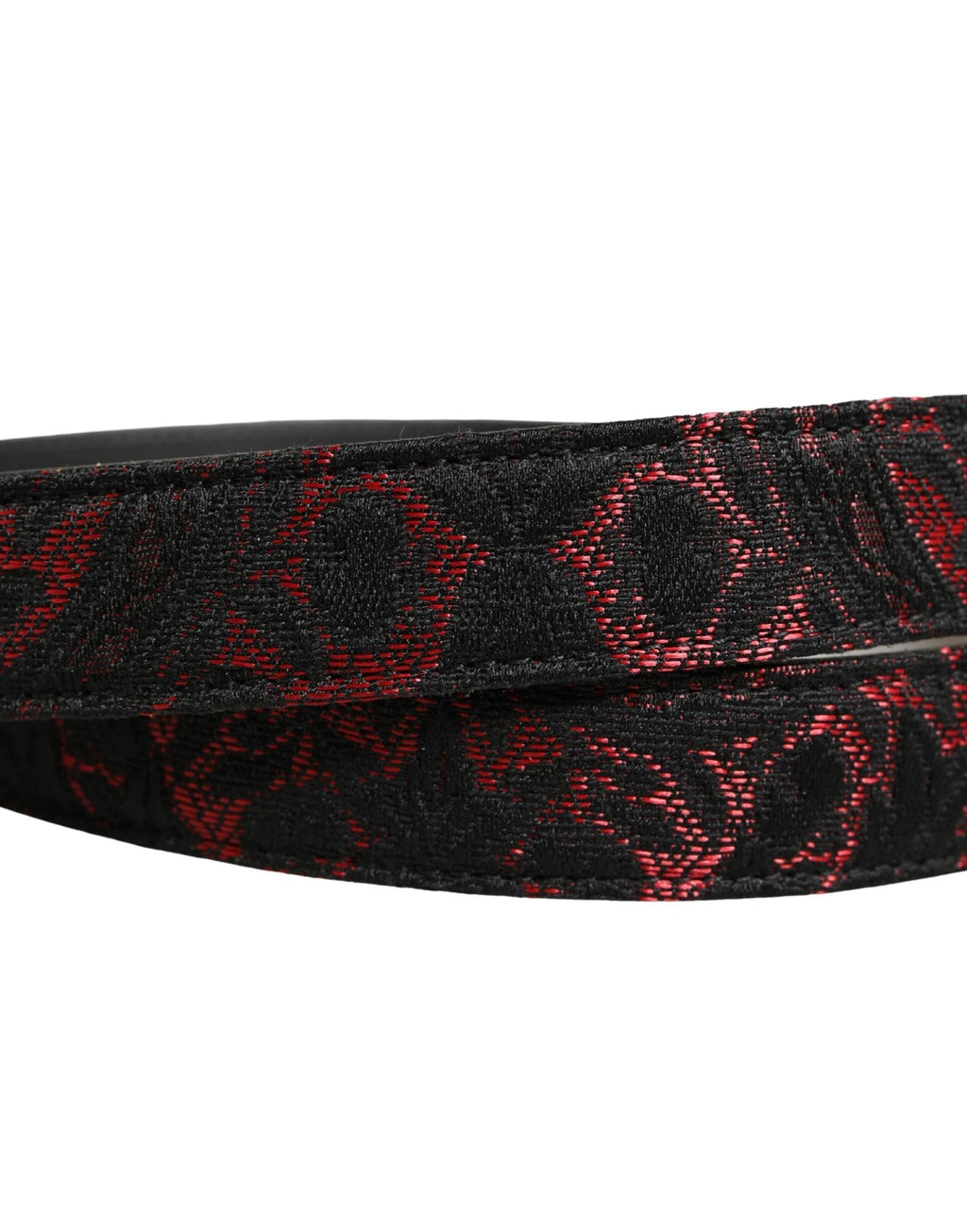 Dolce & Gabbana Black Red Polyester Silver Metal Buckle Belt