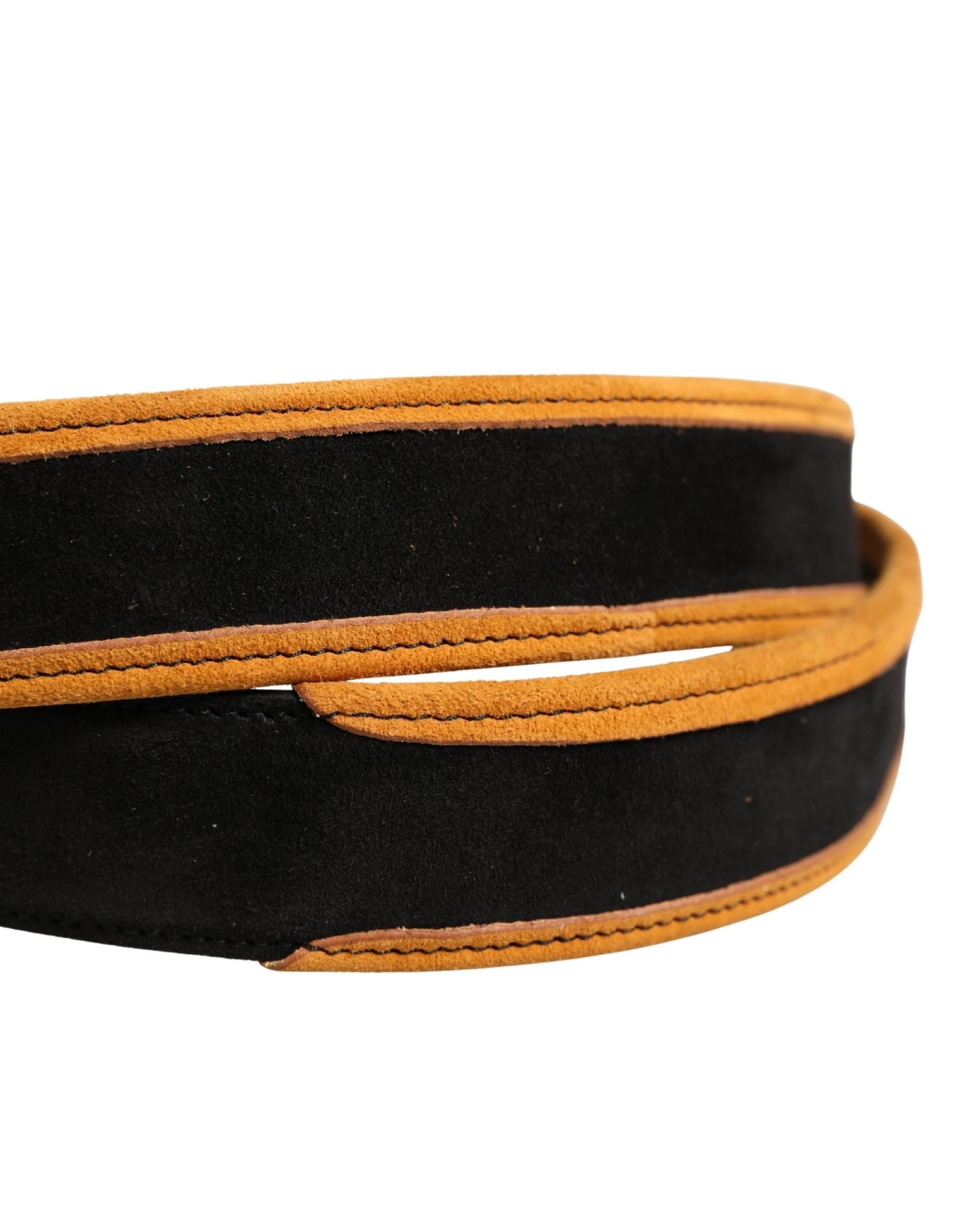 Dolce & Gabbana Men Black Orange Polyester Metal Buckle Belt