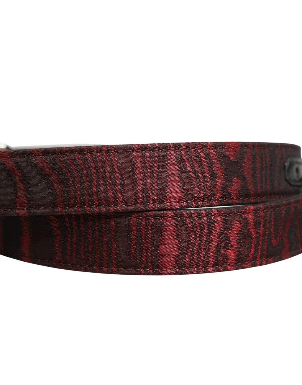 Dolce & Gabbana Men Red Jacquard Acetate Metal Buckle Belt