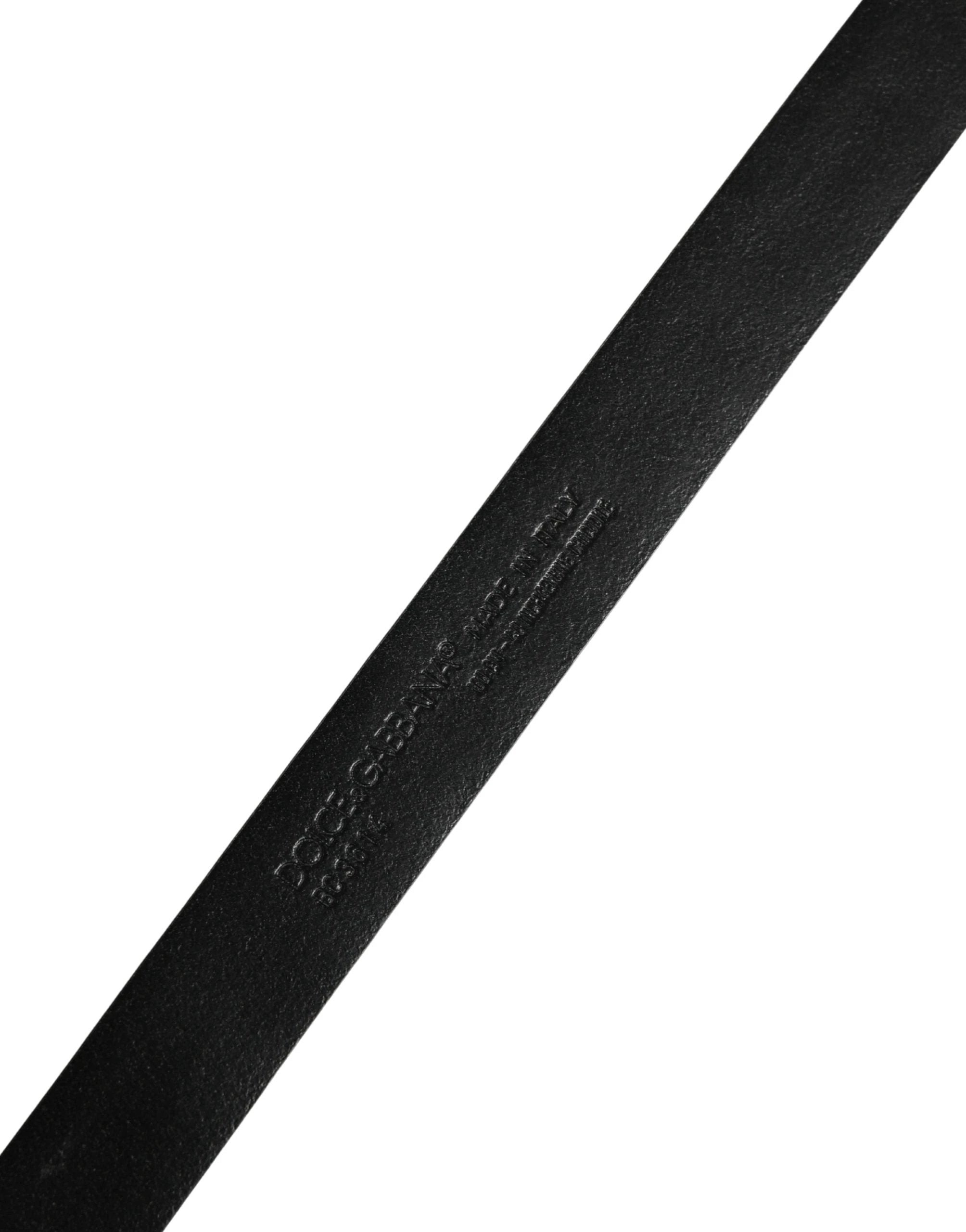 Dolce & Gabbana Men Black Exotic Leather Metal Buckle Belt