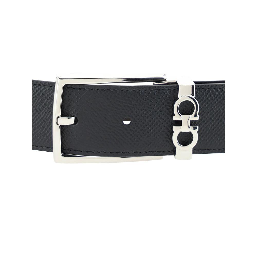 Ferragamo Black Calf Leather Bos Taurus Belt