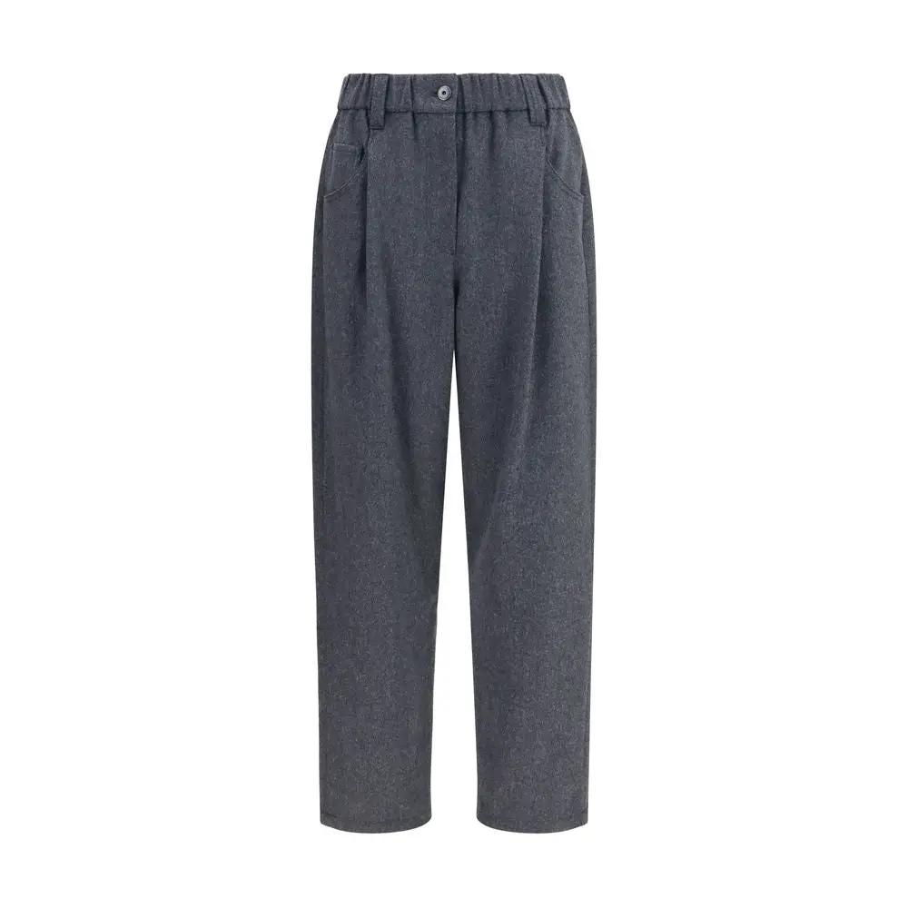 Brunello Cucinelli Gray Wool Oves Aries Casual Pants
