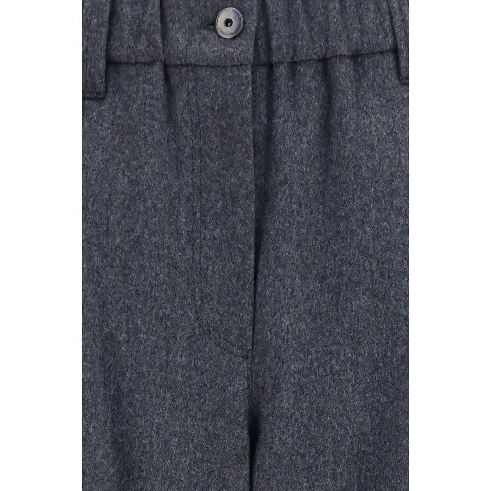 Brunello Cucinelli Gray Wool Oves Aries Casual Pants