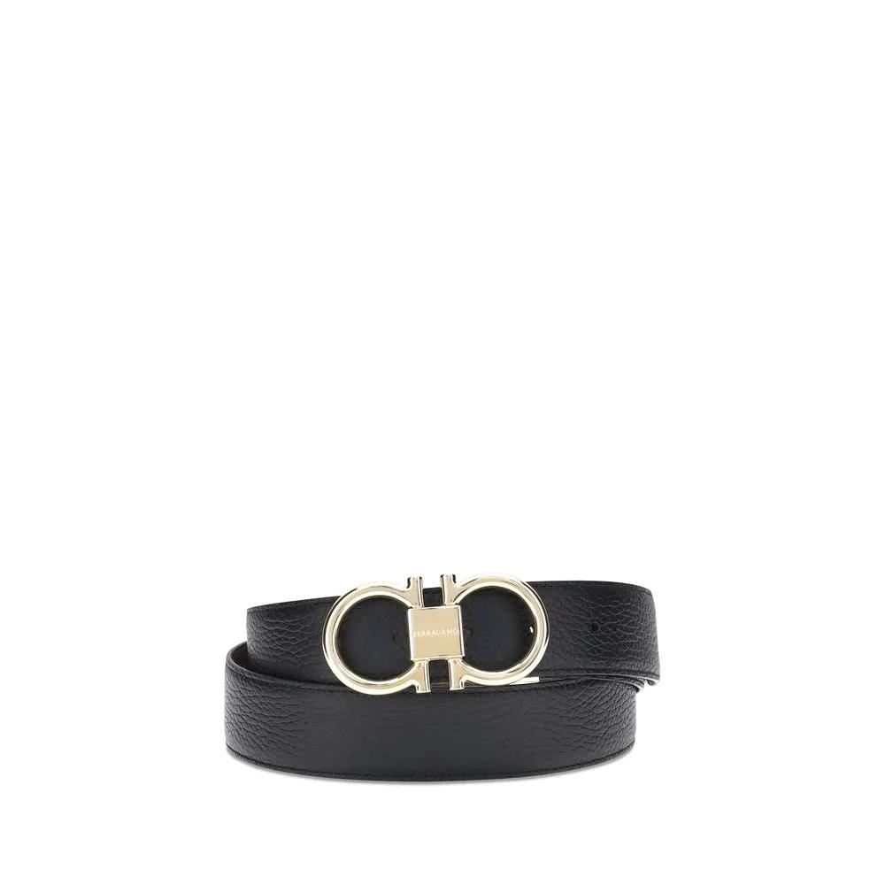 Ferragamo Black Calf Leather Bos Taurus Belt