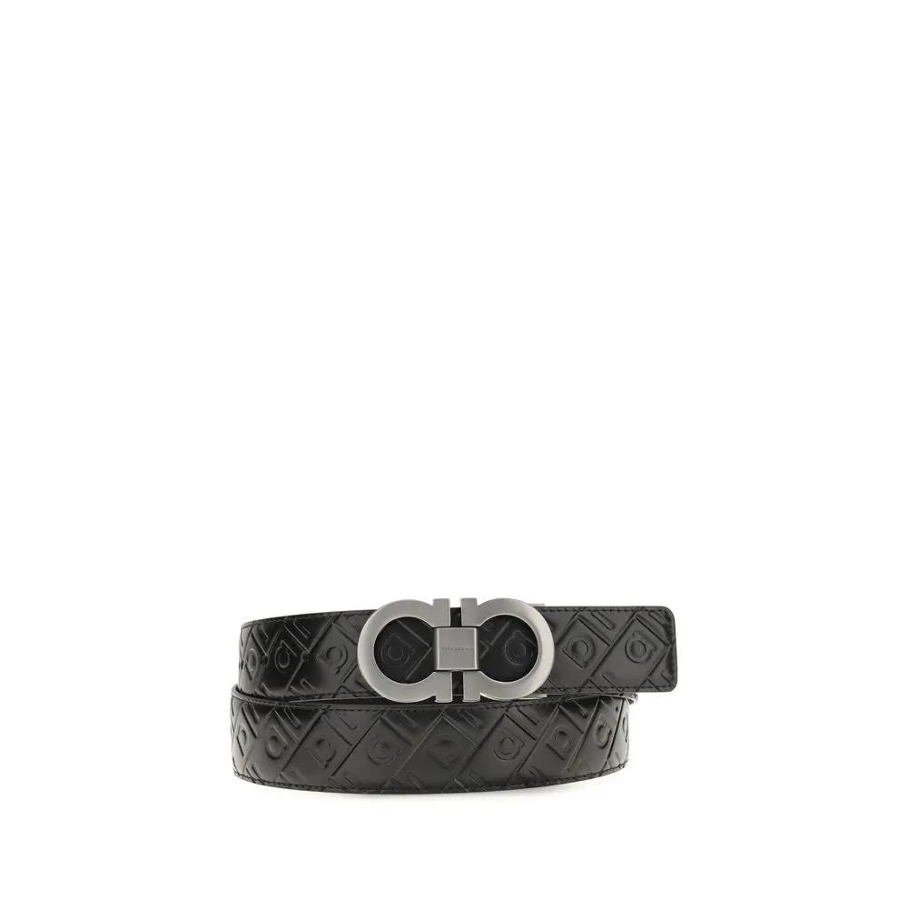 Ferragamo Black Calf Leather Bos Taurus Regular Belt