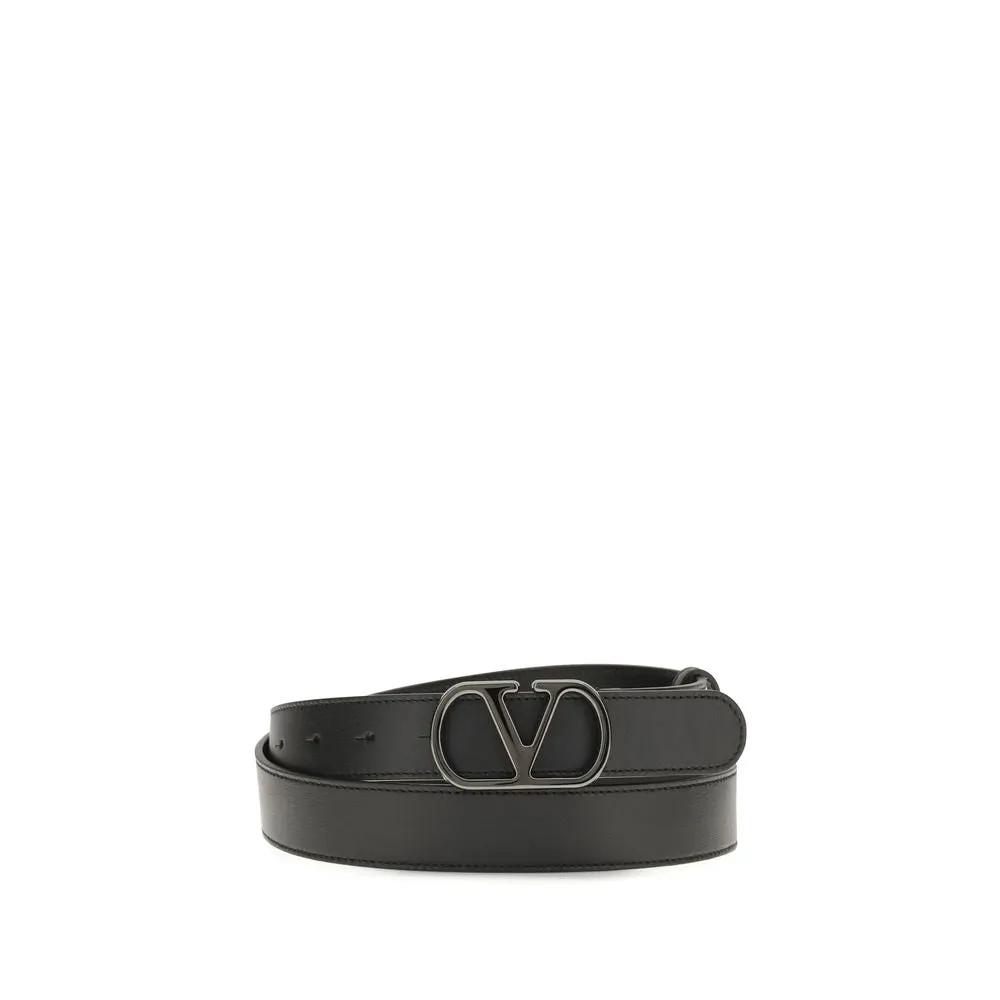 Valentino Garavani Black Calf Leather Bos Taurus Regular Belt