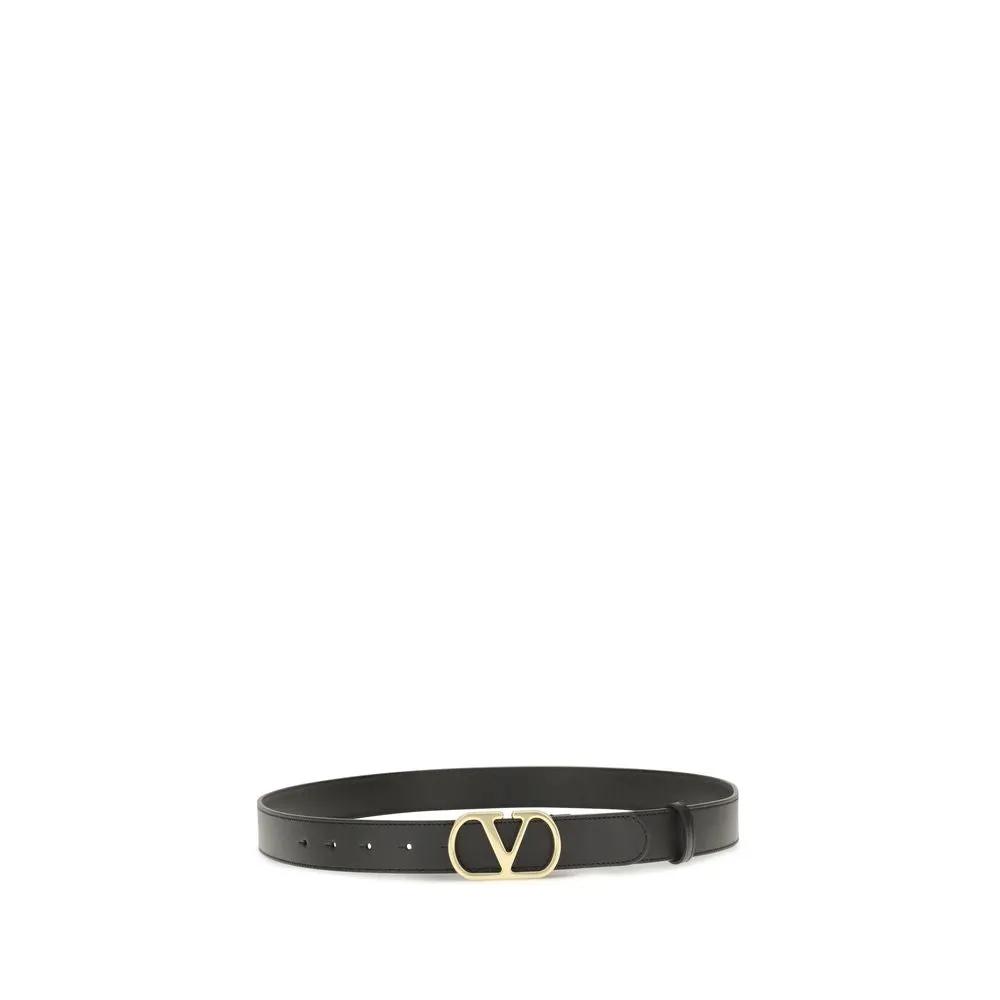 Valentino Garavani Black Calf Leather Bos Taurus Regular Belt
