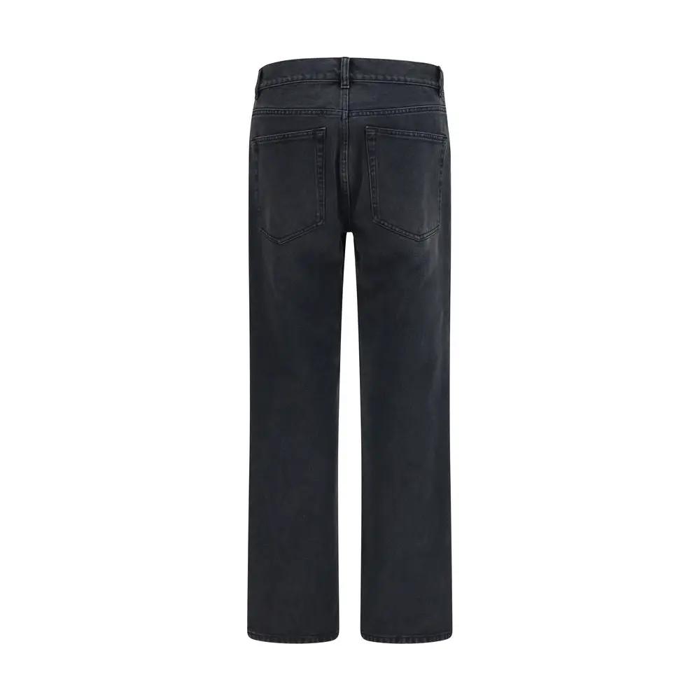 The Row Black Cotton Straight-Leg Jeans