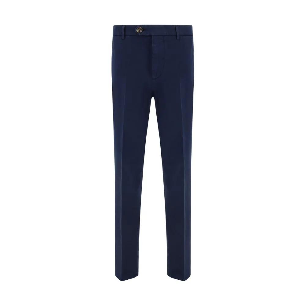 Brunello Cucinelli Blue Cotton Casual Pants