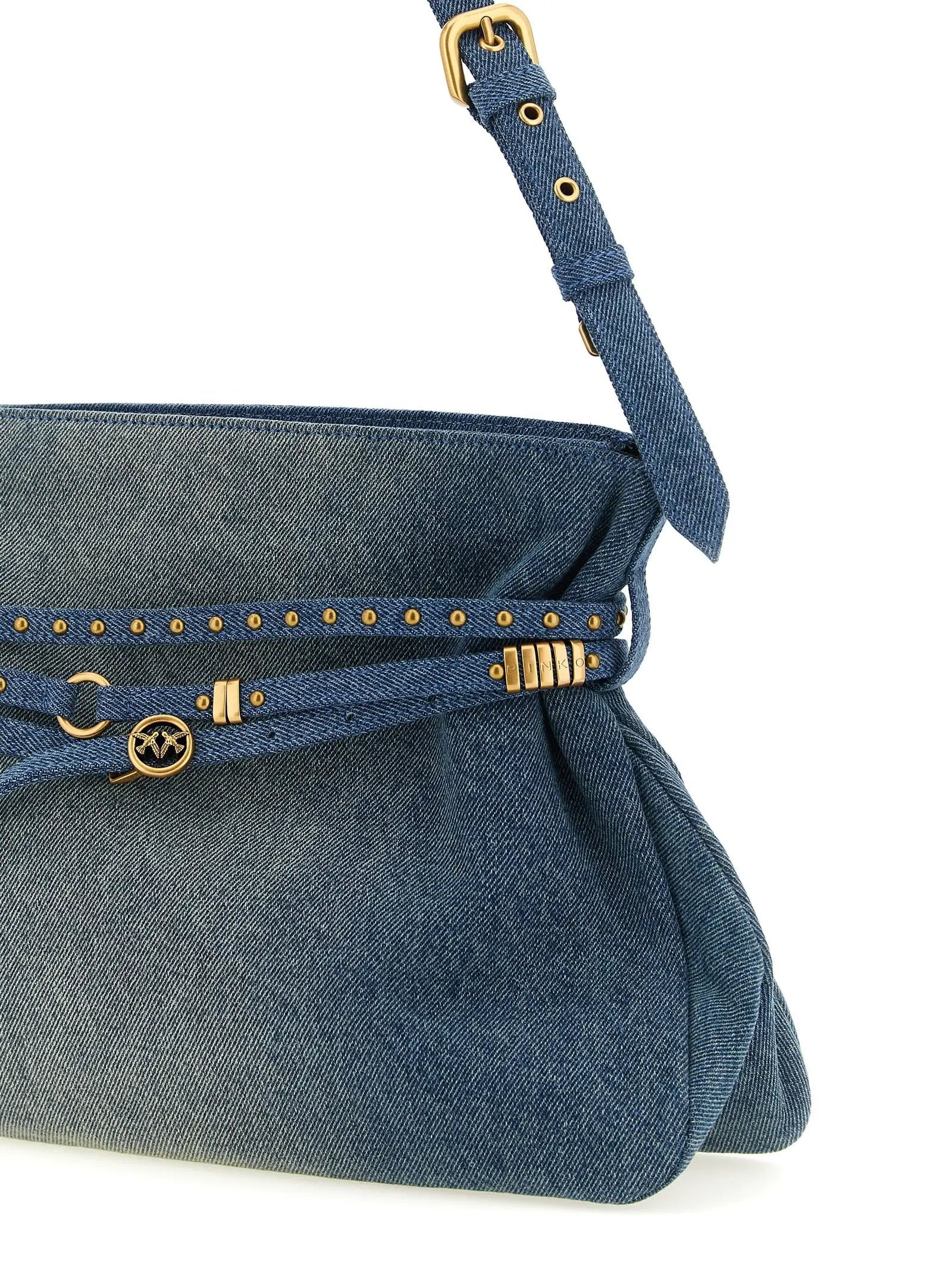 PINKO Blue Cotton Shoulder Bag