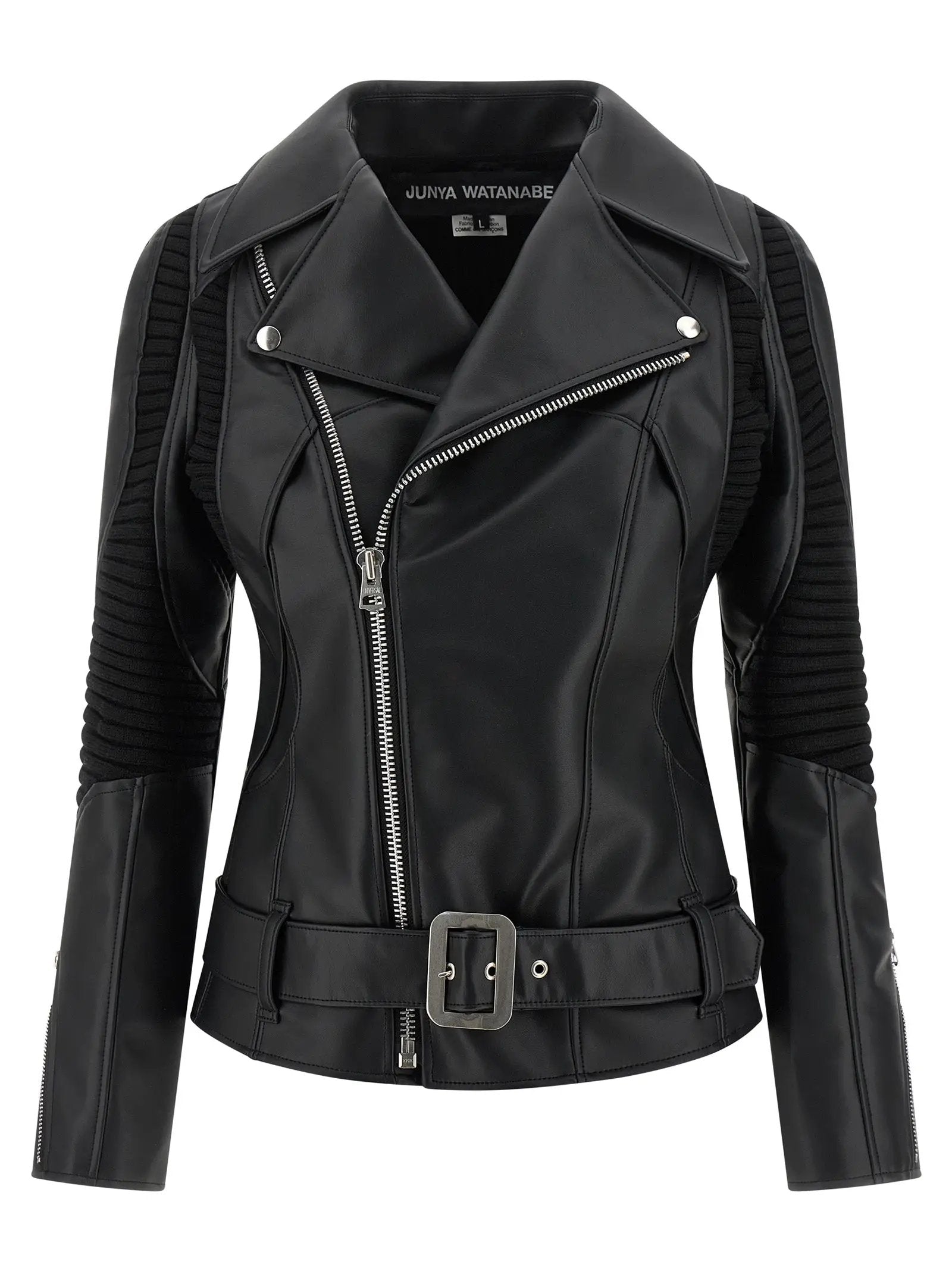 Junya Watanabe Black Artificial Leather Biker Jacket