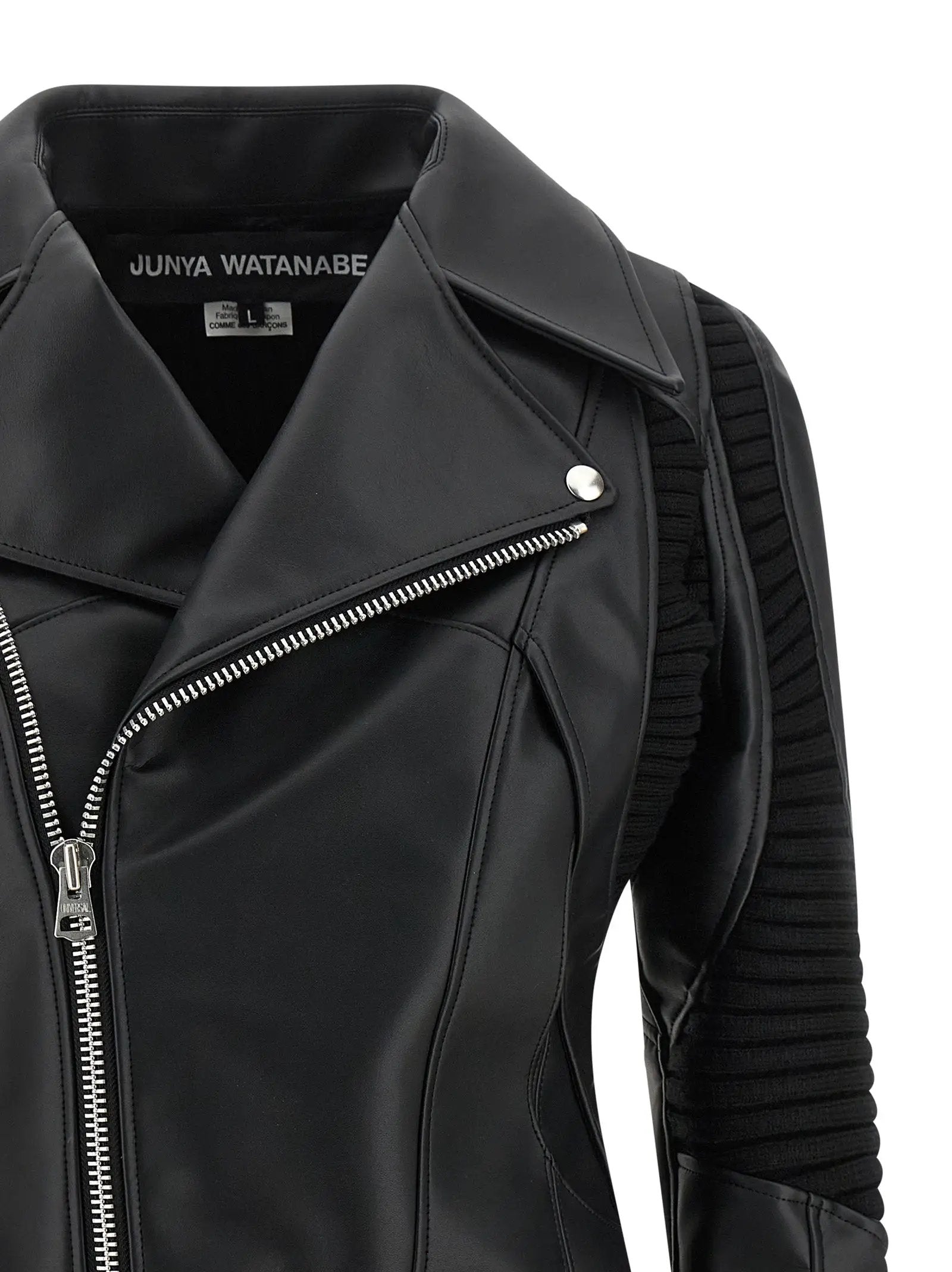 Junya Watanabe Black Artificial Leather Biker Jacket