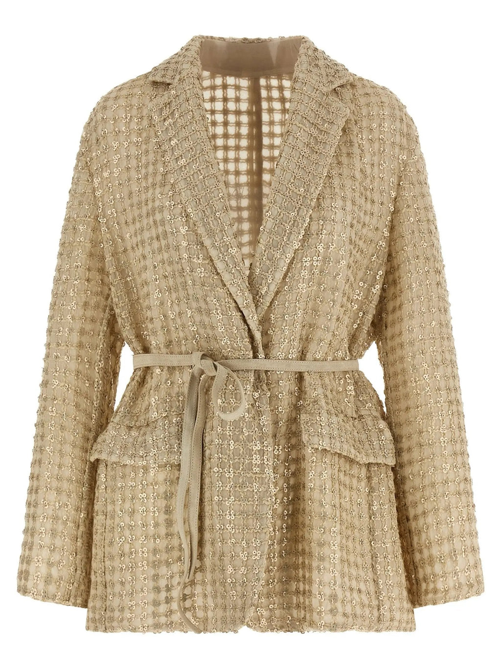 Brunello Cucinelli Beige Silk Blazer