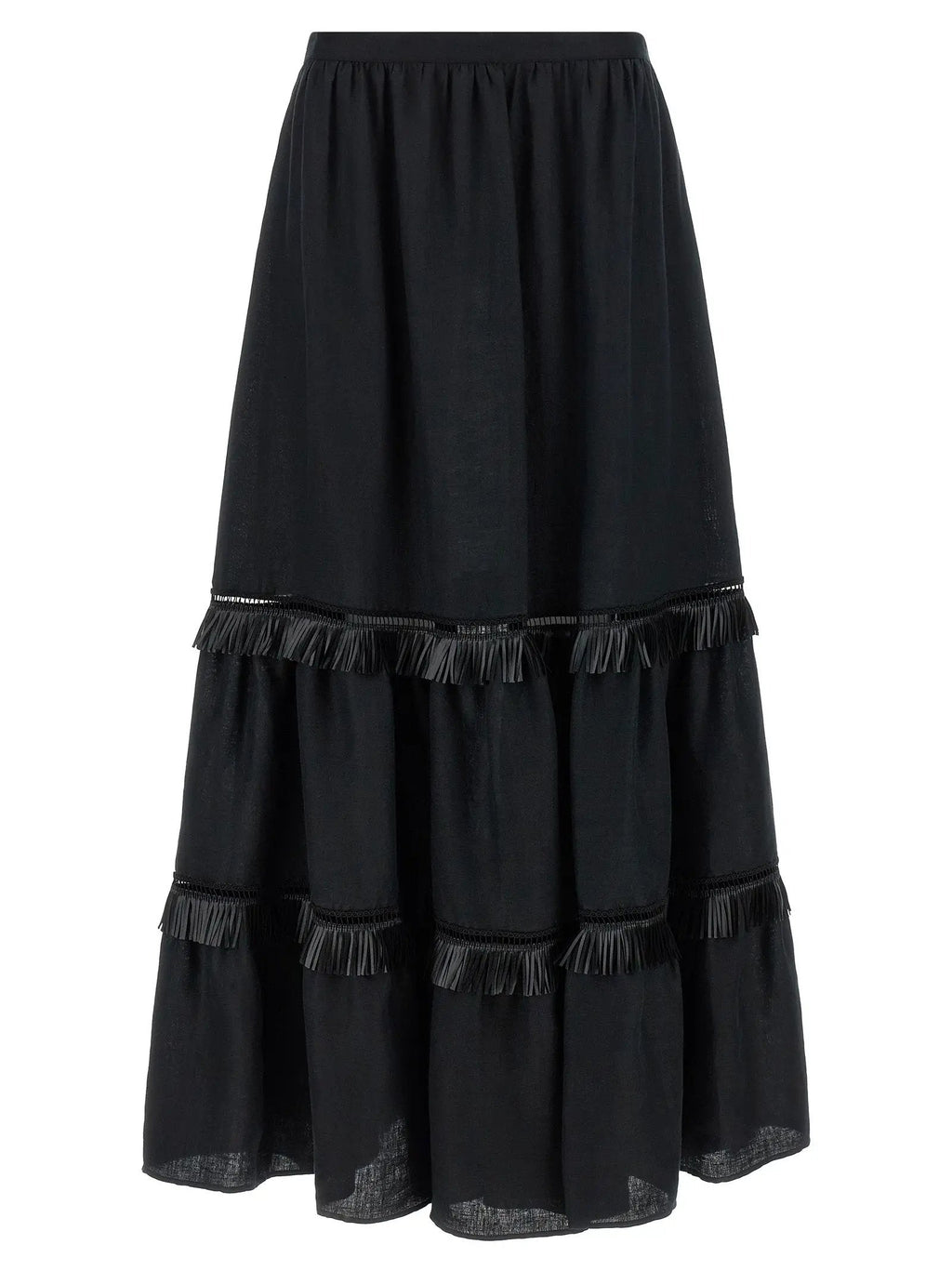 Kiton Black Linen Mini Skirt