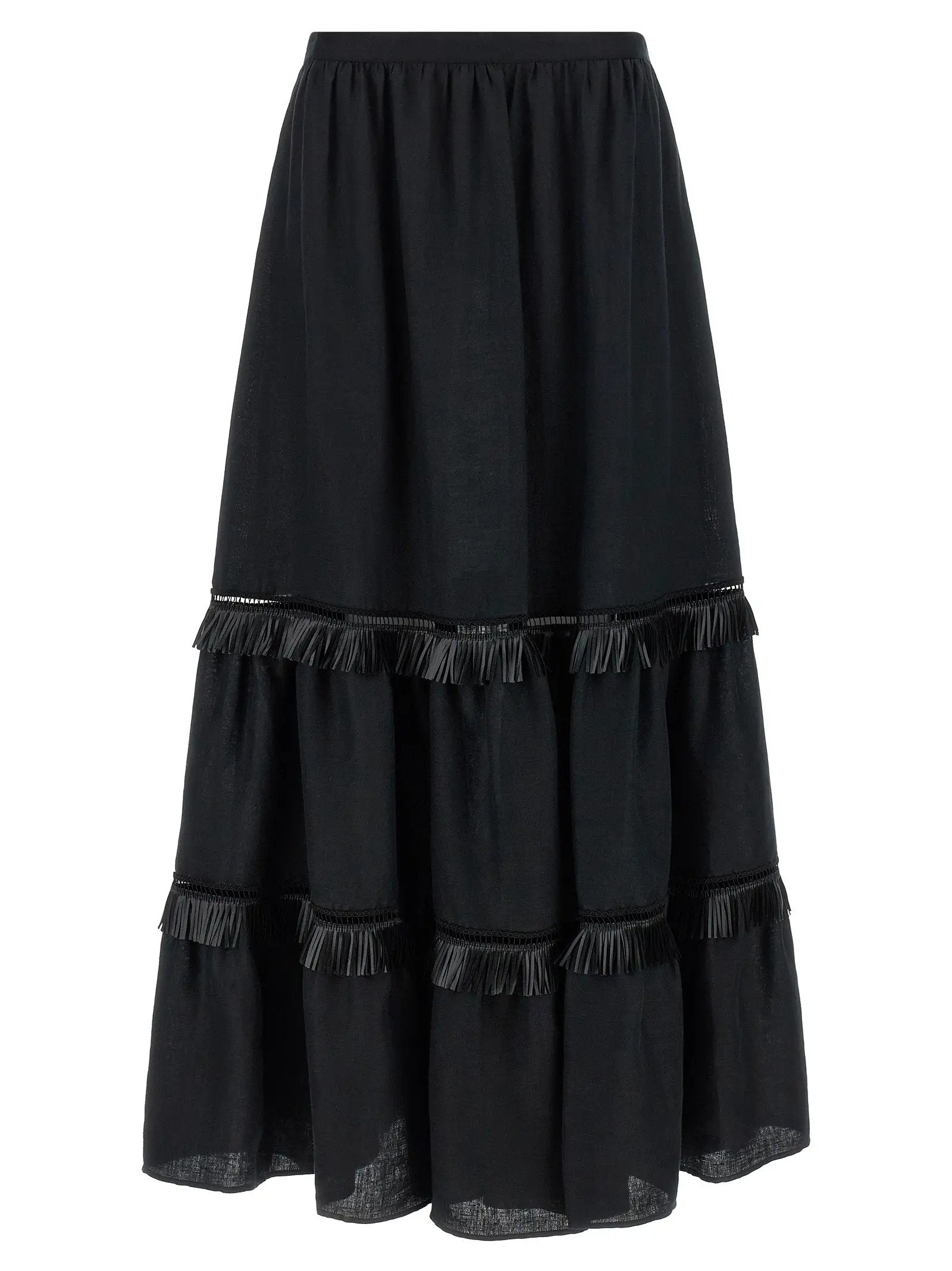 Kiton Black Linen Mini Skirt