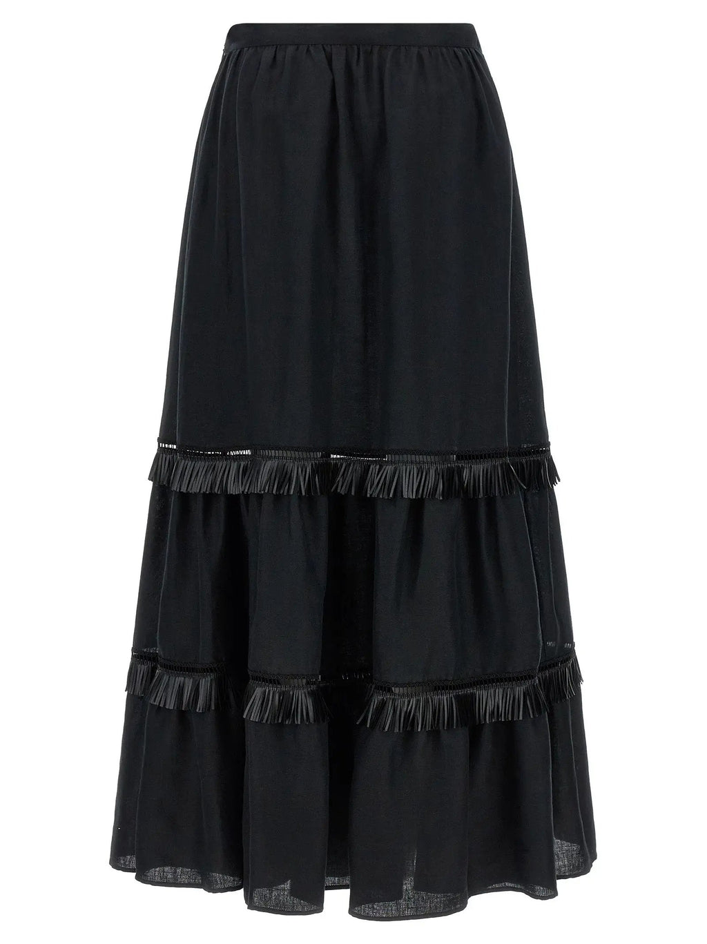 Kiton Black Linen Mini Skirt