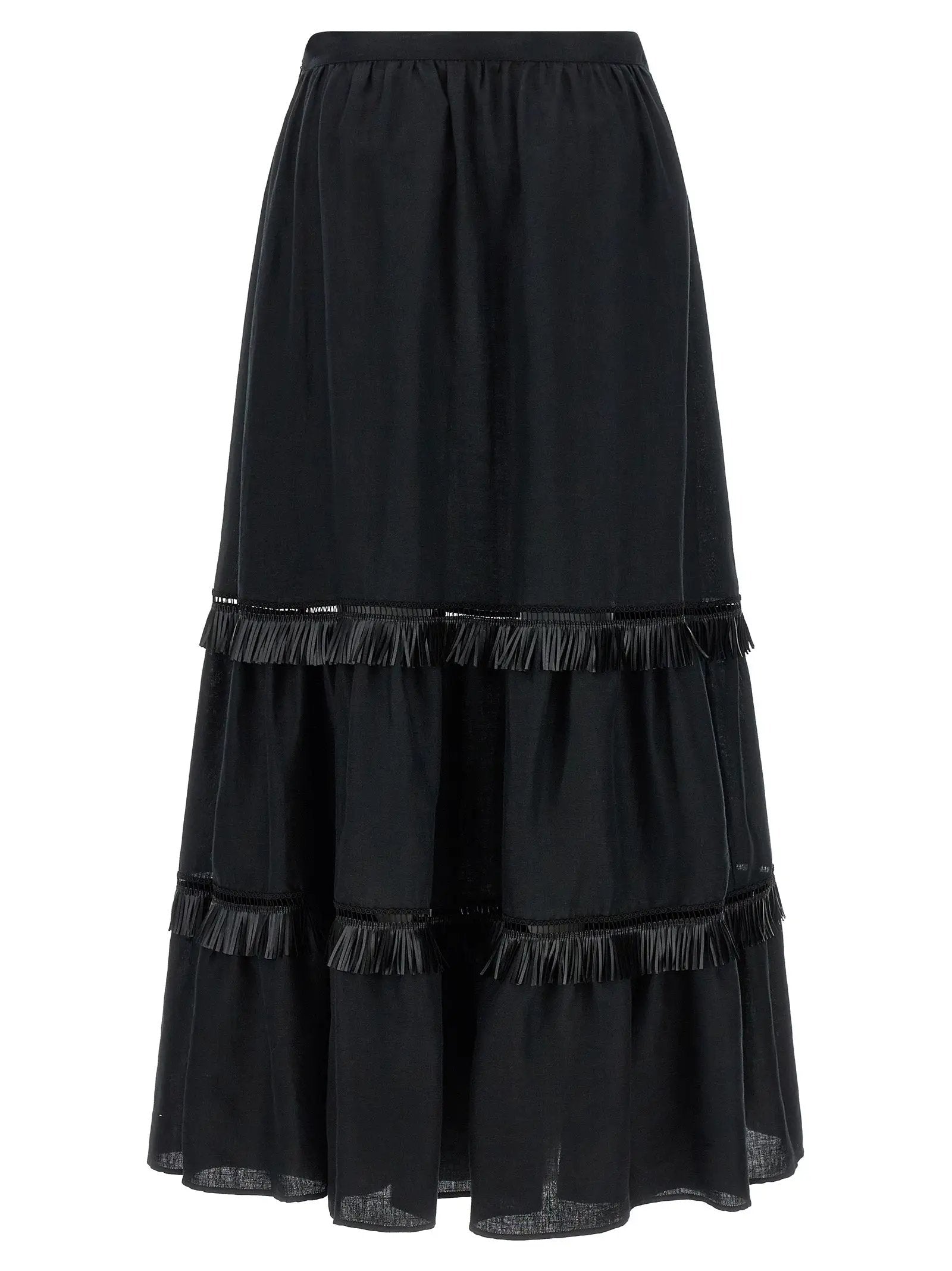 Kiton Black Linen Mini Skirt