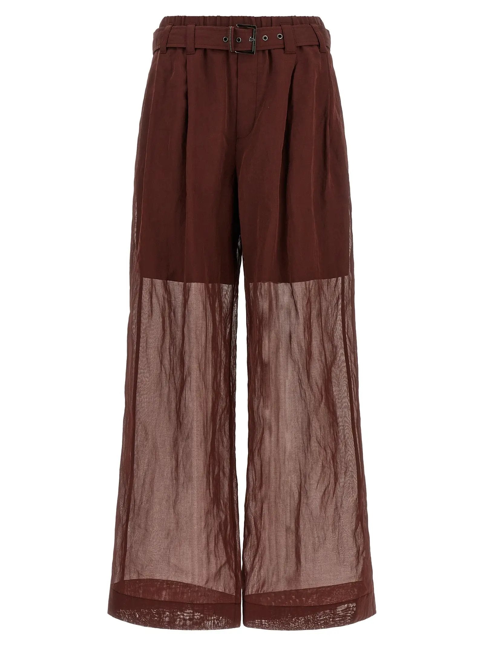 Brunello Cucinelli Bordeaux Cotton Flared Pants