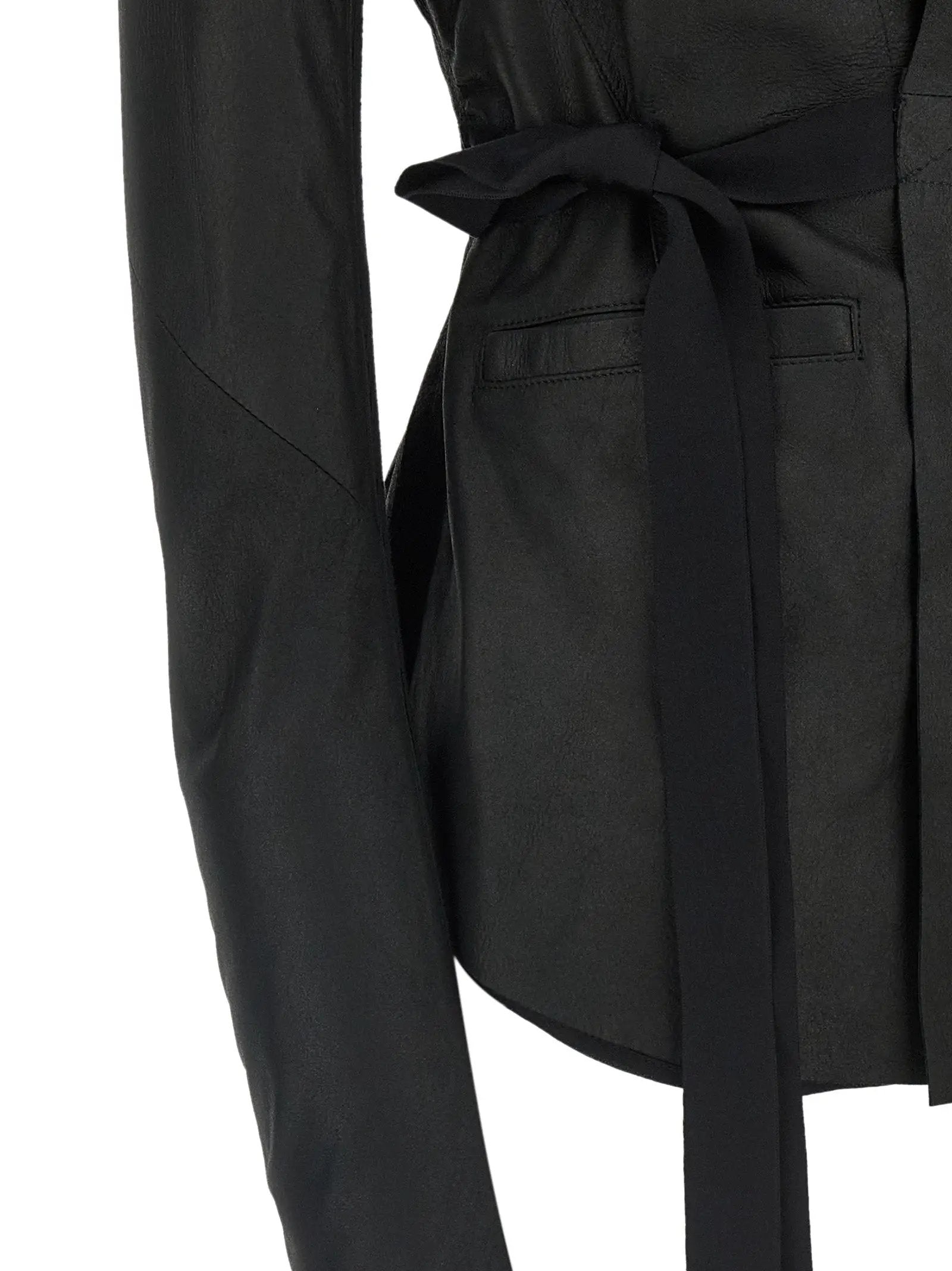 Rick Owens Black Lamb Leather Leather Jacket