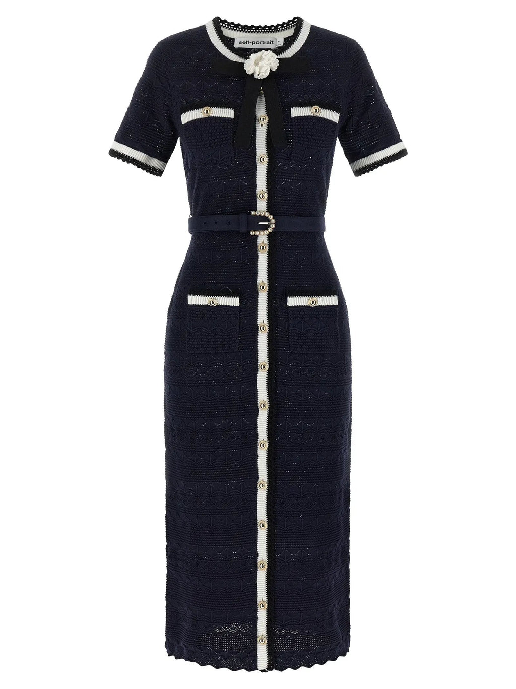 Self-Portrait Blue Cotton Midi Dress