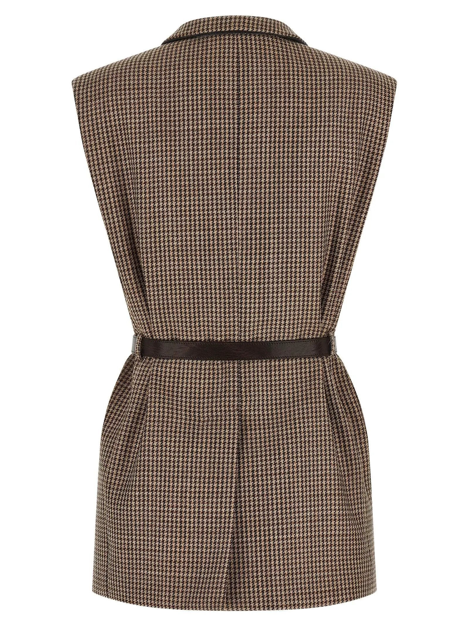 Brunello Cucinelli Beige Virgin Wool Sleeveless Jacket