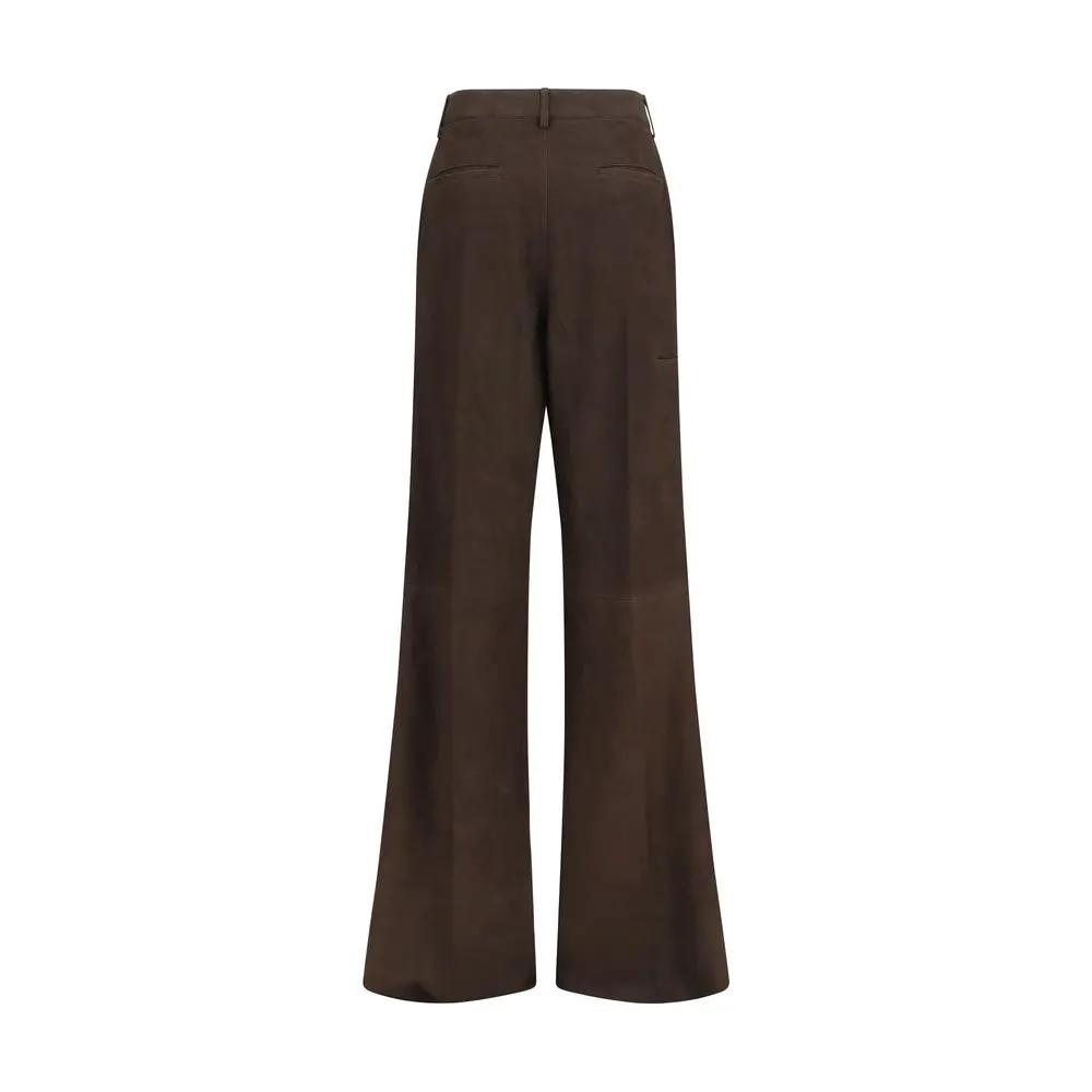 Rick Owens Brown Calf Leather Bos Taurus Casual Pants