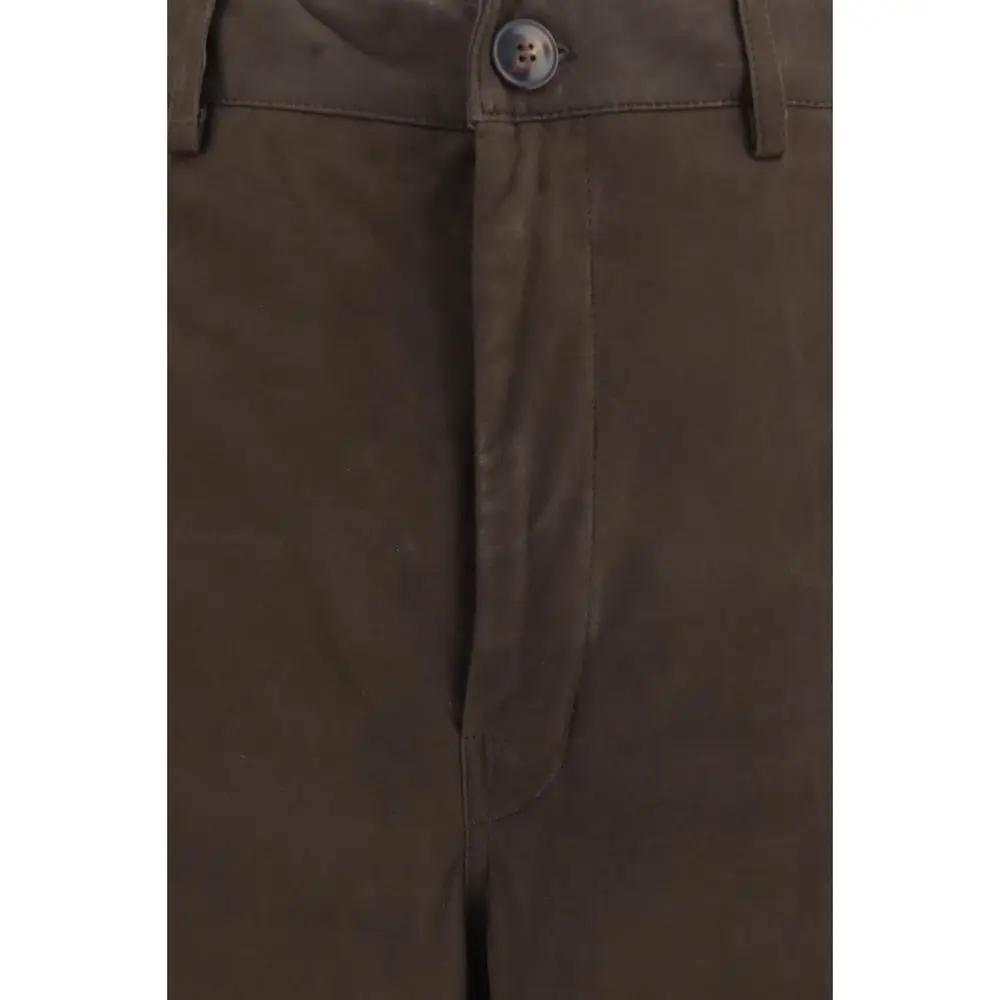 Rick Owens Brown Calf Leather Bos Taurus Casual Pants