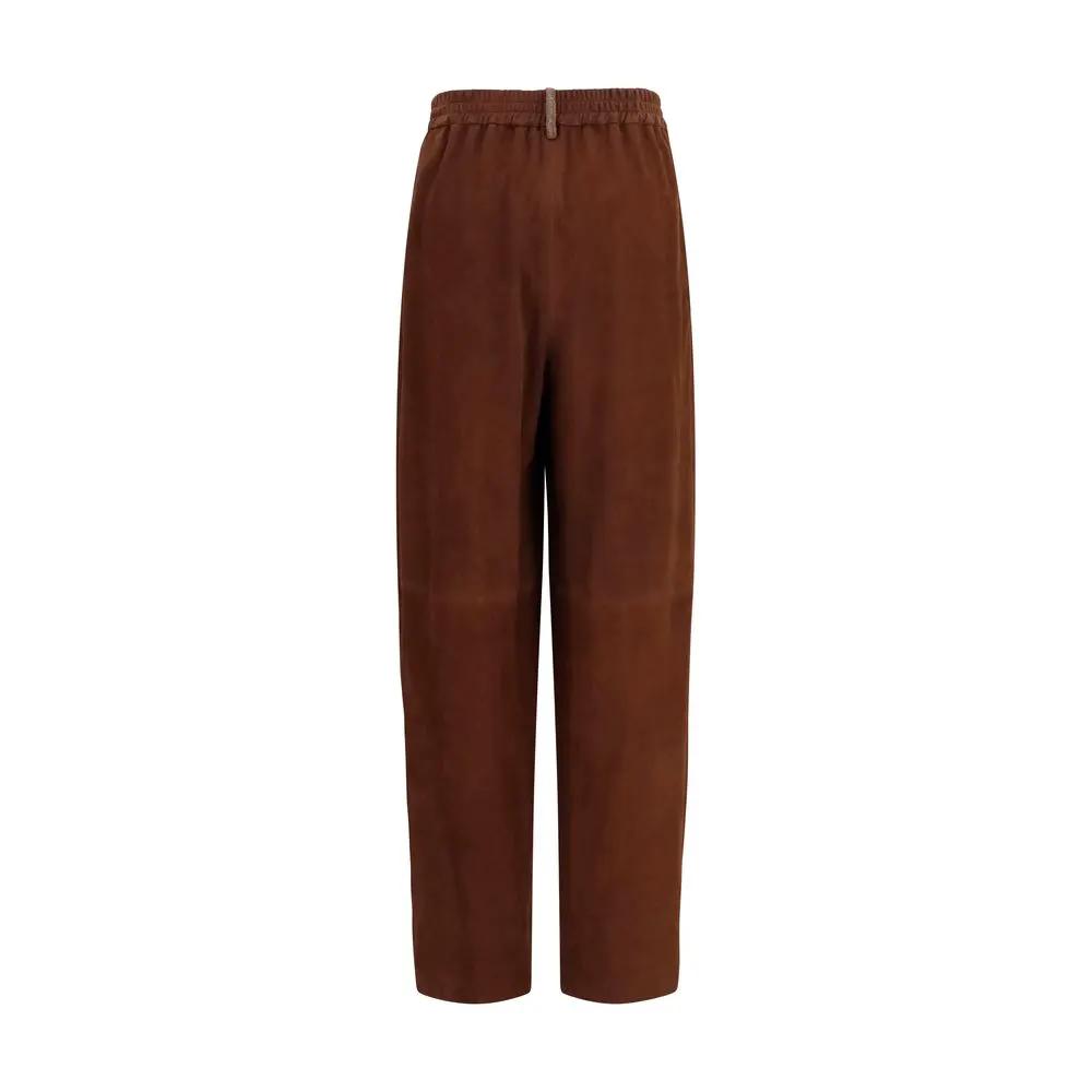 Fabiana Filippi Brown Leather Casual Pants