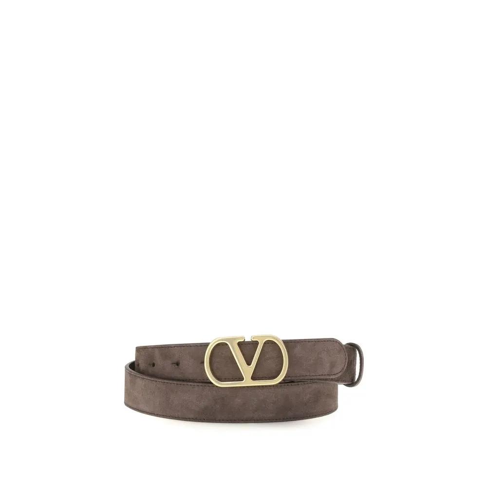 Valentino Garavani Brown Suede Leather Belt