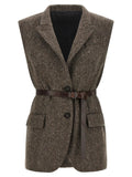Brunello Cucinelli Brown Virgin Wool Sleeveless Jacket