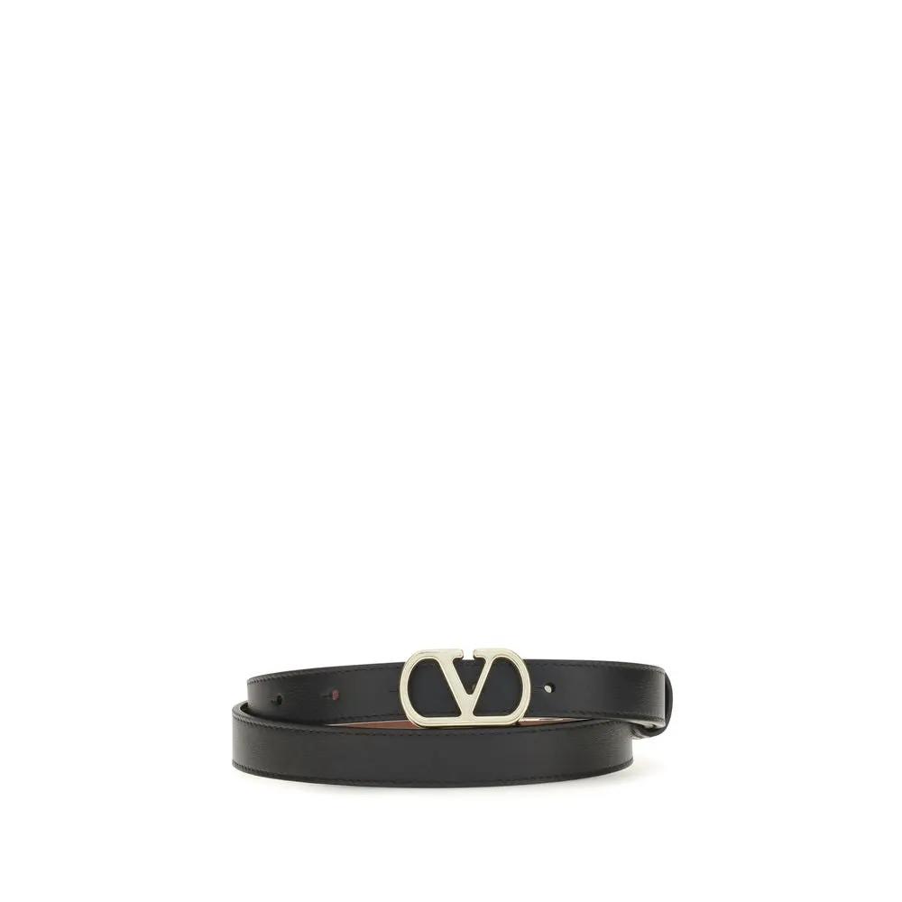 Valentino Garavani Black Calfskin Leather Belt