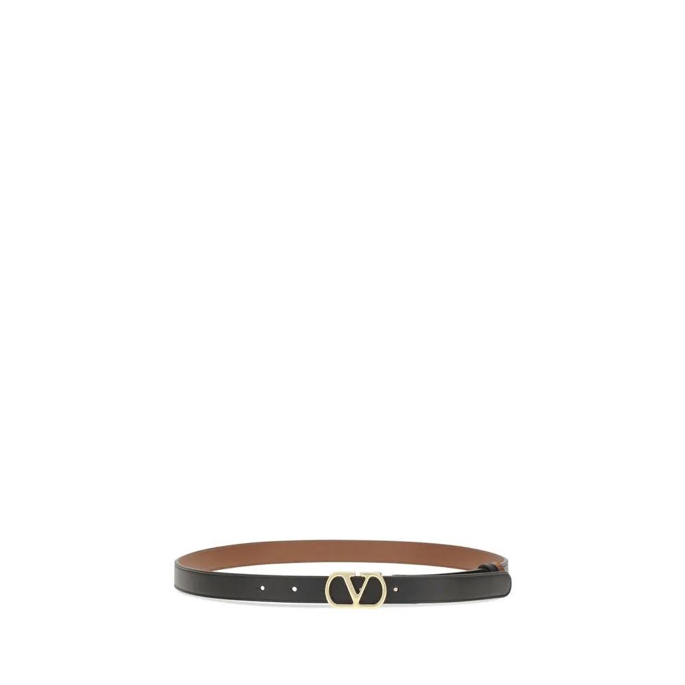 Valentino Garavani Black Calfskin Leather Belt