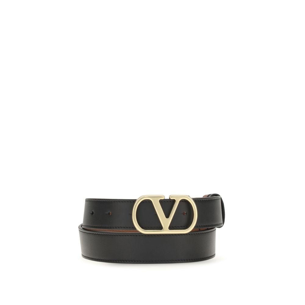 Valentino Garavani Black Calfskin Leather Belt