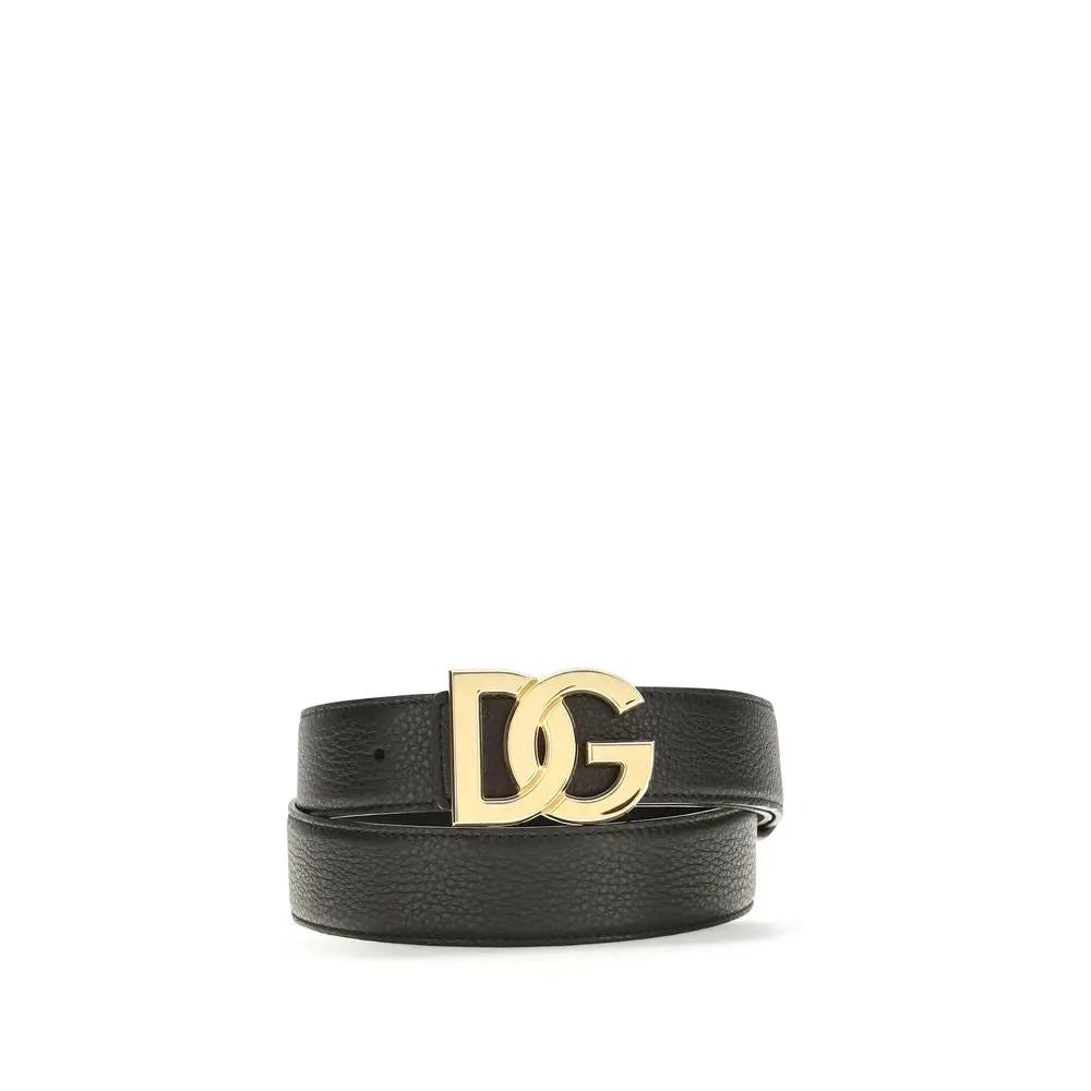 Dolce & Gabbana Black Calfskin Leather Belt