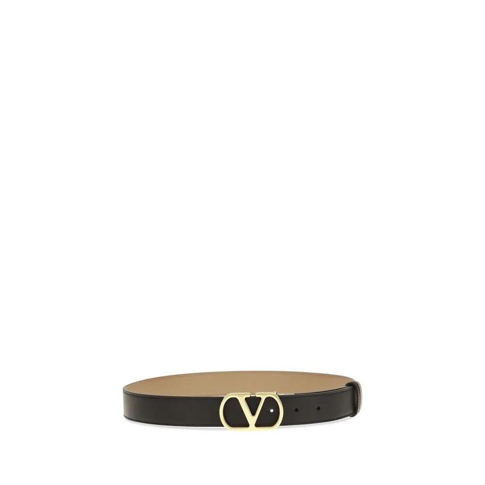 Valentino Garavani Black Calf Leather Bos Taurus Regular Belt