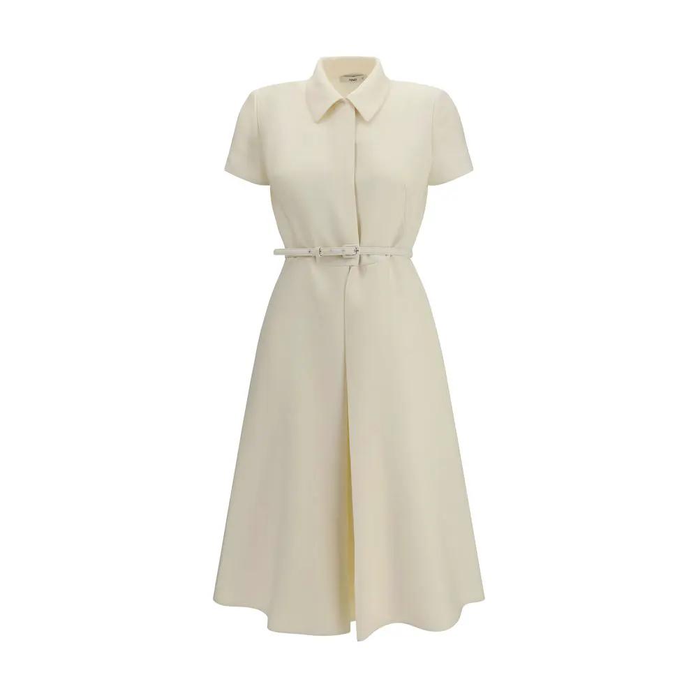 Fendi Beige Wool Oves Aries Casual Dress
