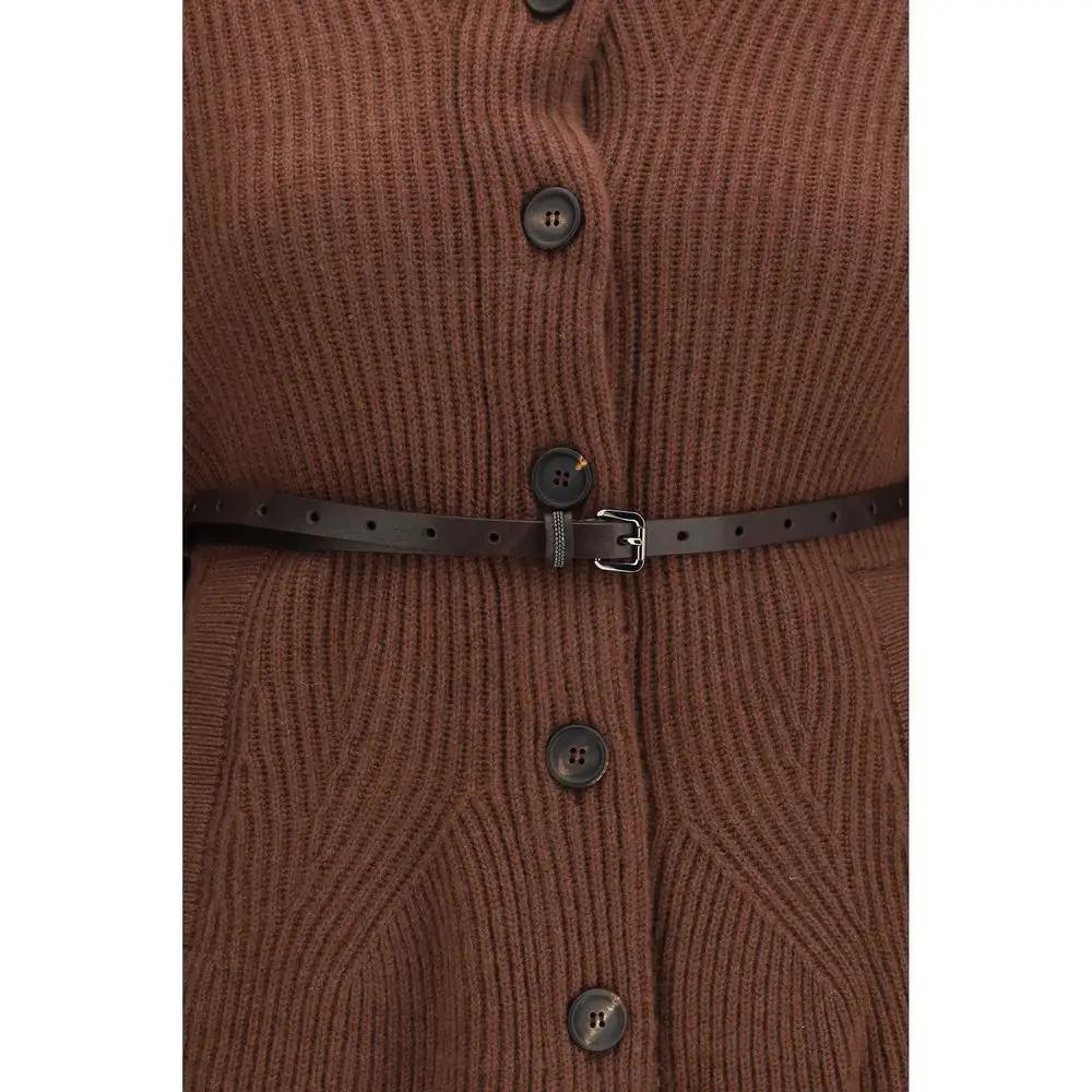 Brunello Cucinelli Brown Wool Cardigan
