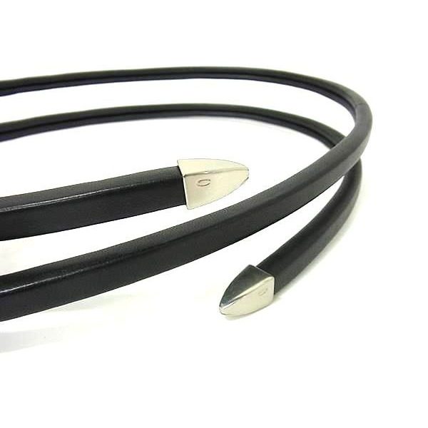 Bottega Veneta Leather Silver Spiral Belt Black