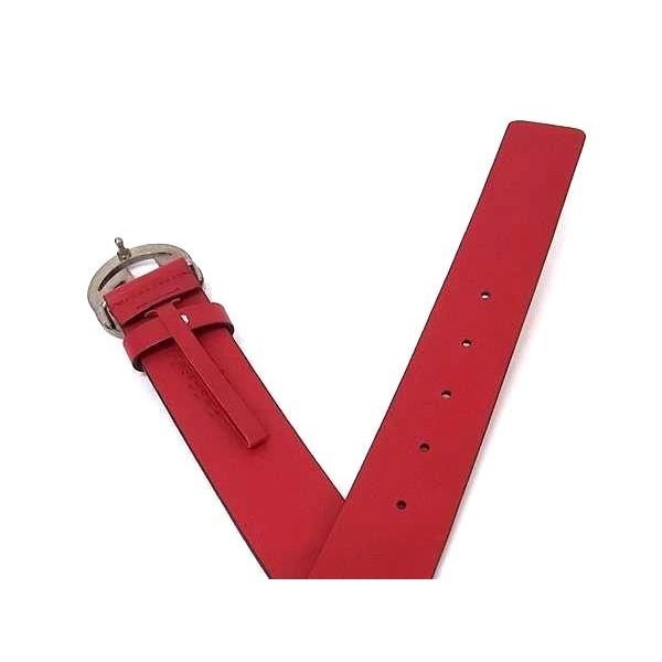 Gucci Interlocking Leather Silver Belt Red