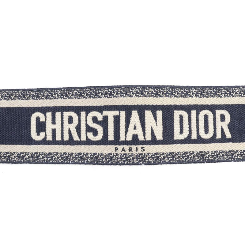 Christian Dior Canvas Logo Embroidery Leather Combi Belt
