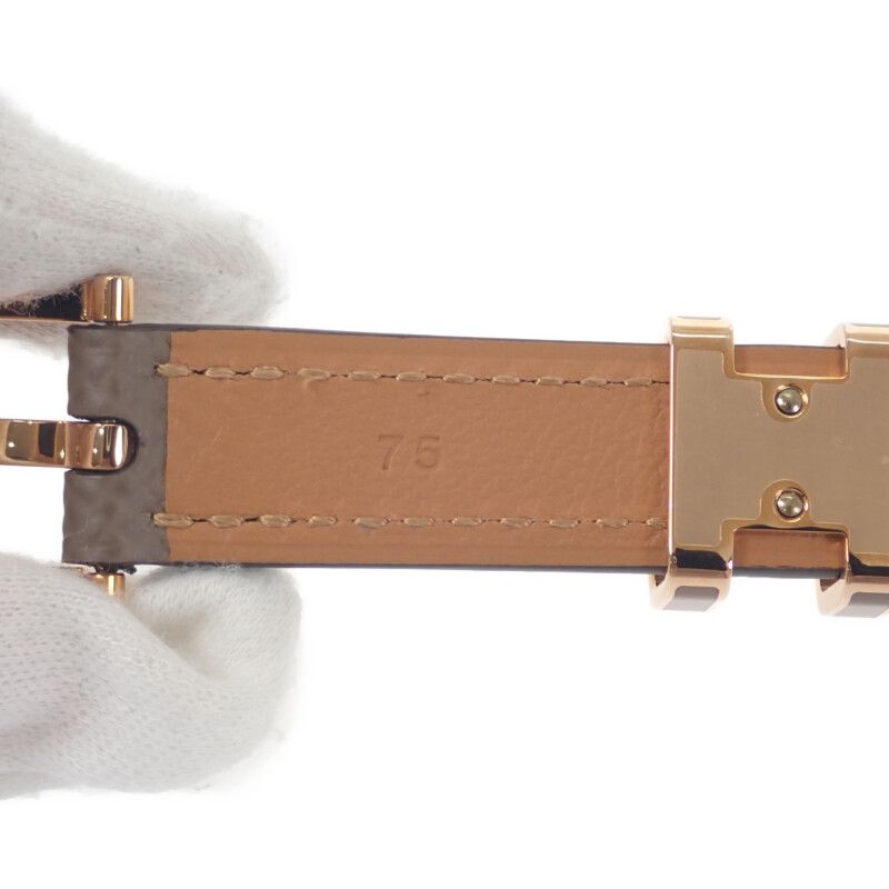 Hermes Pop H 15 Belt Veau Epsom Etoupe Brown Pink Gold Hardware