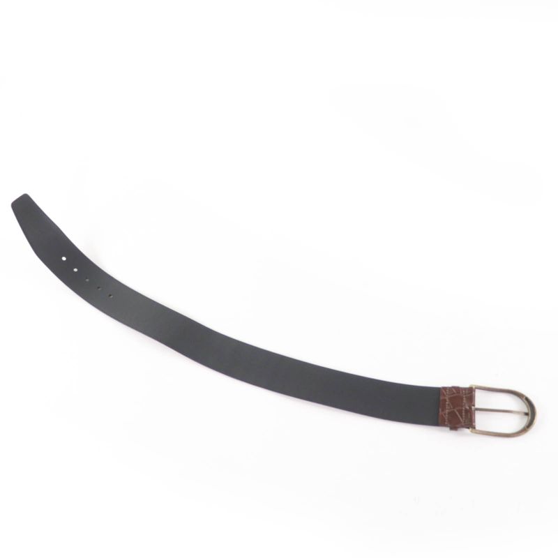 Saint Laurent Logo Croc Shape Pressed Leather Belt Brown 65 Storage