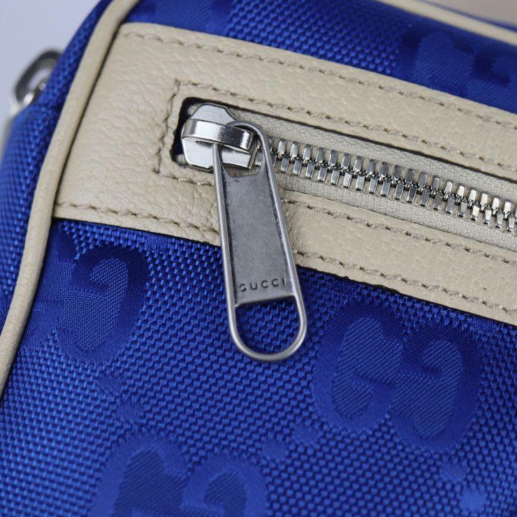 Gucci Belt Bag Body Nylon Leather Blue Beige Off The Grid